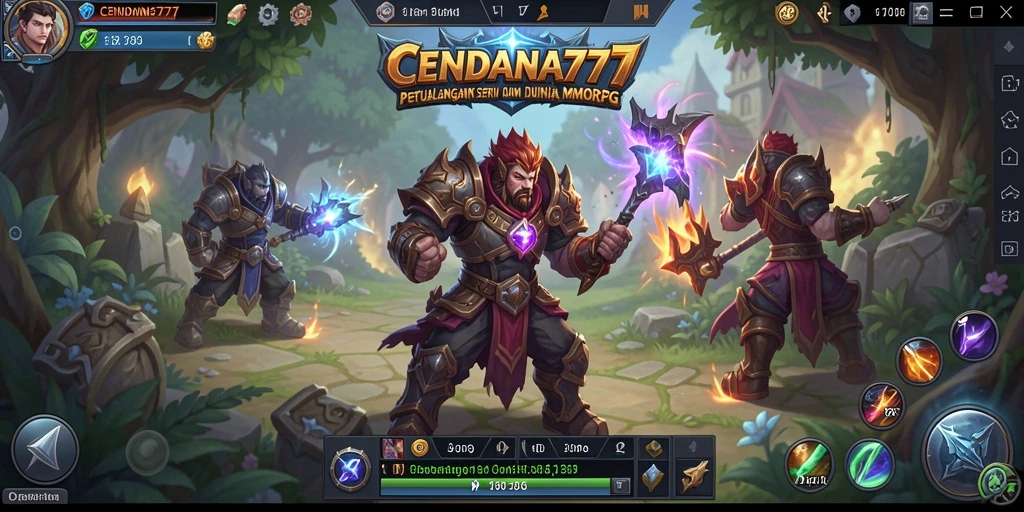 Screenshot gameplay CENDANA777 menunjukkan pertempuran epik dalam dunia MMORPG.