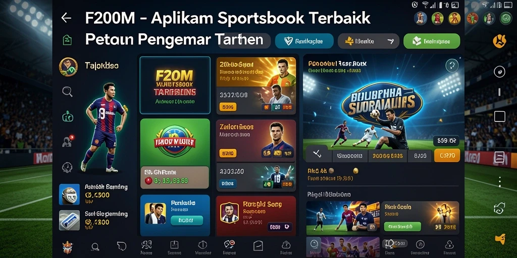 Tampilan screenshot F200M yang menampilkan fitur taruhan olahraga.