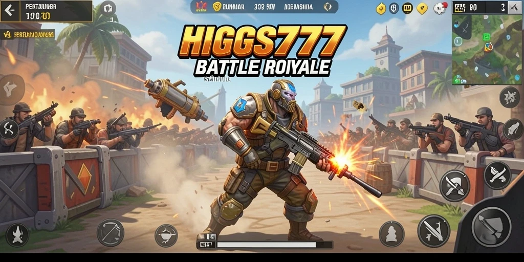 Tampilan seru dari aksi gameplay Battle Royale di HIGGS777.