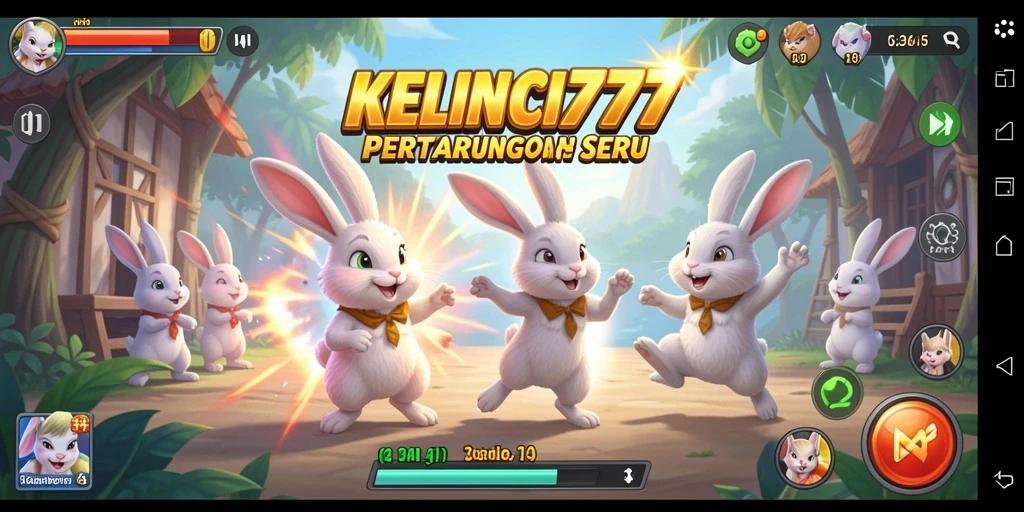Tampilan aksi pertarungan seru di KELINCI777 dengan karakter kelinci yang beraksi.