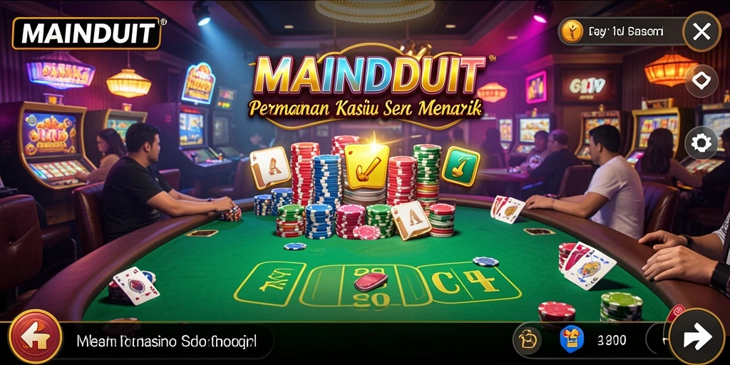 Tangkapan layar MAINDUIT yang menunjukkan gameplay Kasino yang mendebarkan.