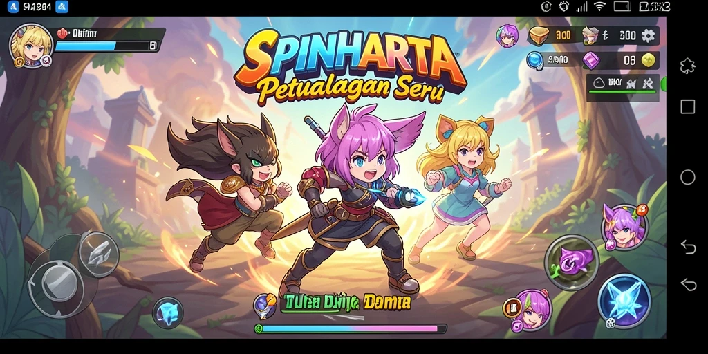 Tampilan gameplay seru dan karakter menawan dalam SPINHARTA.