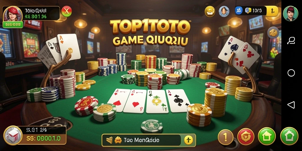 Tampilan gameplay seru dari TOP1TOTO yang menampilkan permainan QiuQiu.