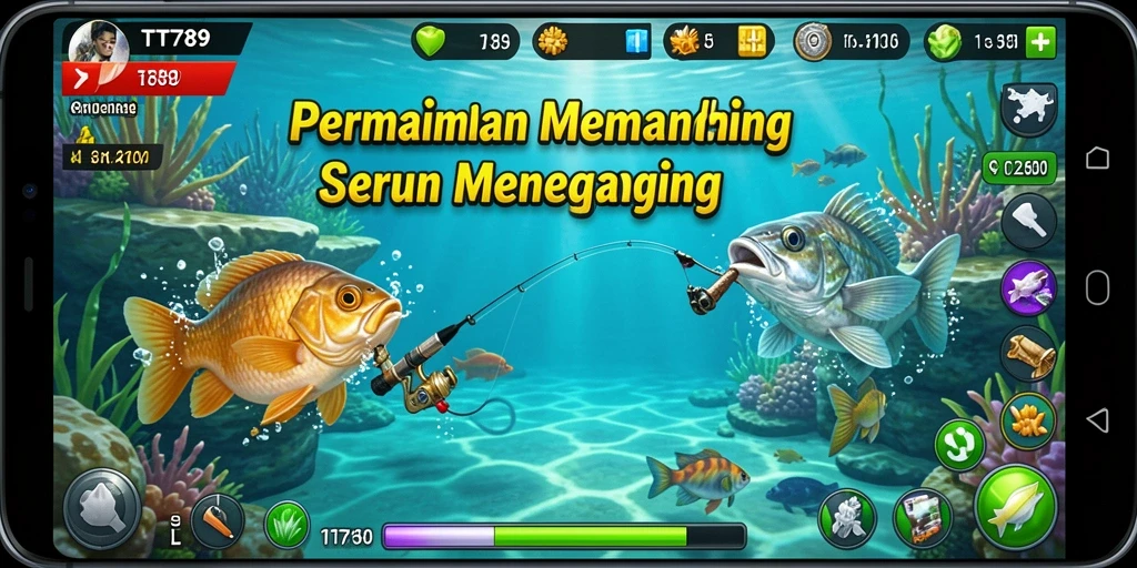 Gameplay memancing seru di TT789 dengan berbagai jenis ikan.