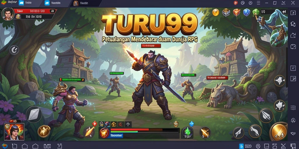 Screenshot utama TURU99 menampilkan aksi seru dalam game RPG.
