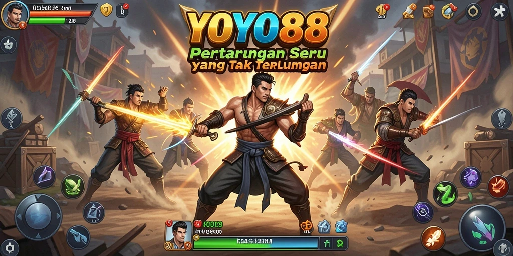 Tangkapan layar gameplay dari YOYO88 menampilkan aksi pertarungan yang intens.
